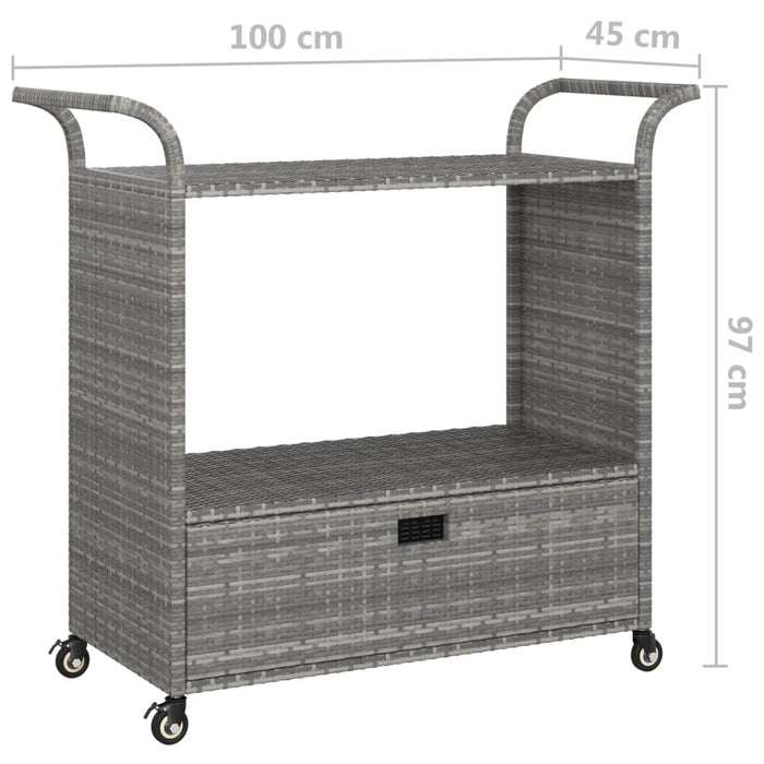 VXL Bar cart with drawer gray synthetic rattan 100x45x97 cm