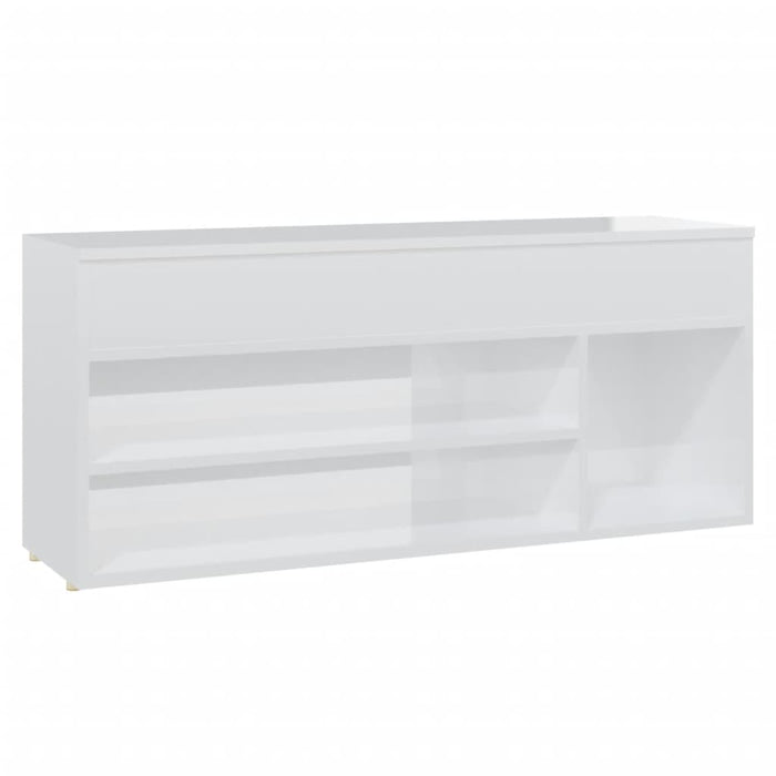 VXL Glossy white chipboard shoe bench 105x30x45 cm