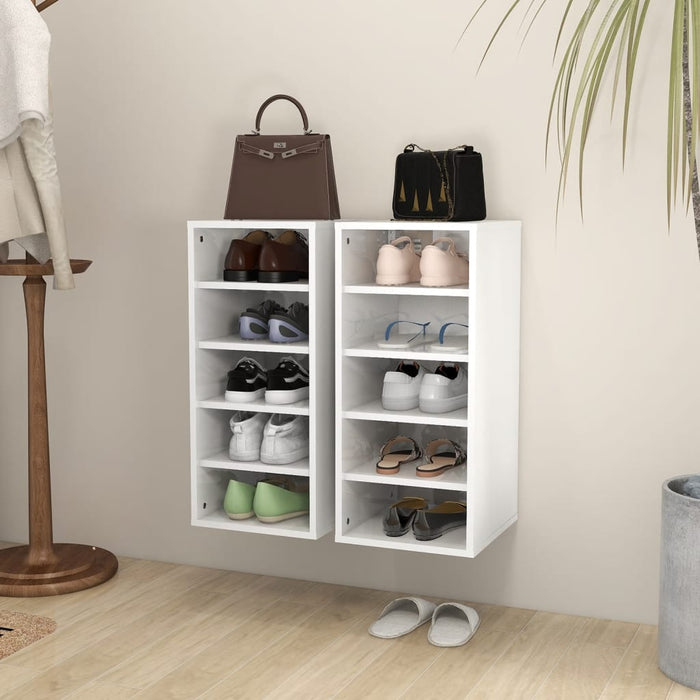 VXL Shoe rack furniture 2 units white chipboard with gloss 31.5x35x70 cm