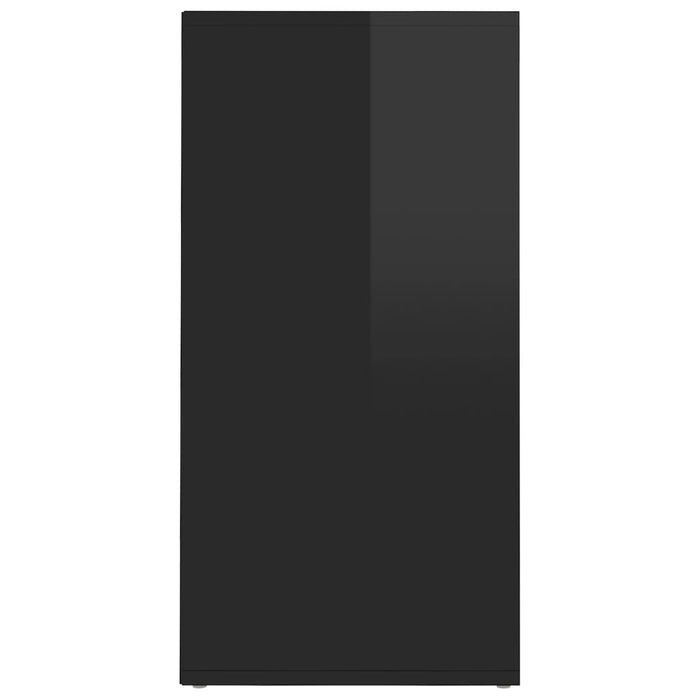 VXL Muebles zapateros 2 uds aglomerado negro brillante 31,5x35x70 cm