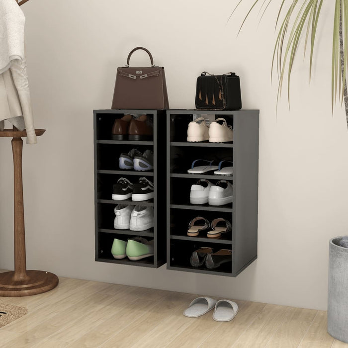 VXL Shoe rack furniture 2 pcs glossy gray chipboard 31.5x35x70 cm