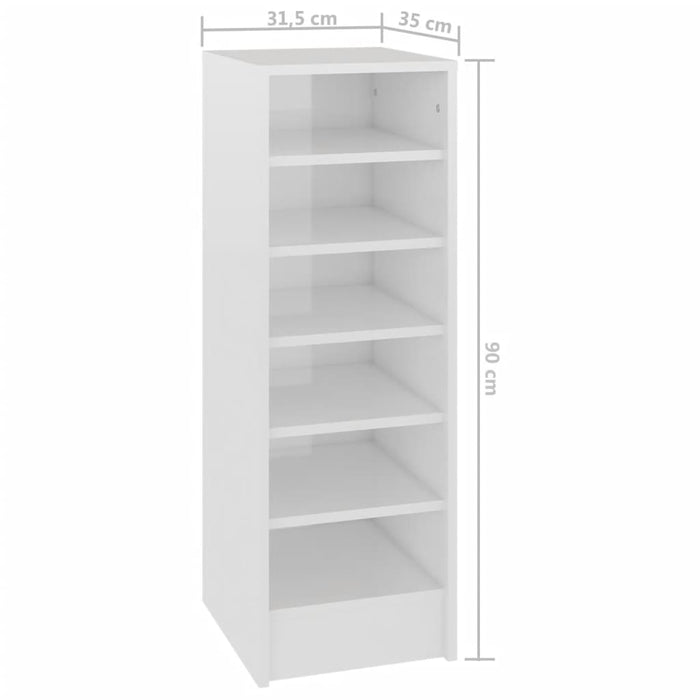 VXL Glossy white chipboard shoe cabinet 31.5x35x90 cm