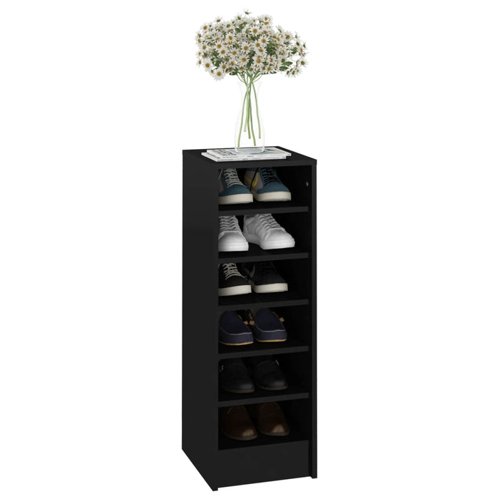 VXL Glossy black chipboard shoe cabinet 31.5x35x90 cm