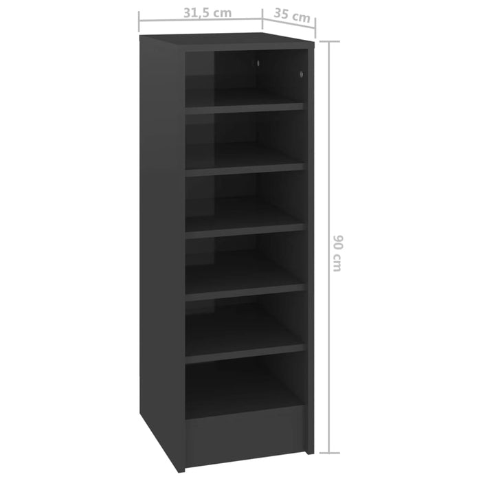 VXL Glossy gray chipboard shoe cabinet 31.5x35x92 cm