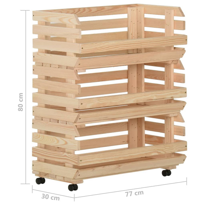 VXL Vegetable cart solid pine wood 77x30x80 cm