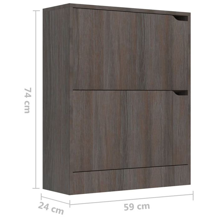 VXL Shoe cabinet 2 doors gray oak chipboard 59x24x74 cm