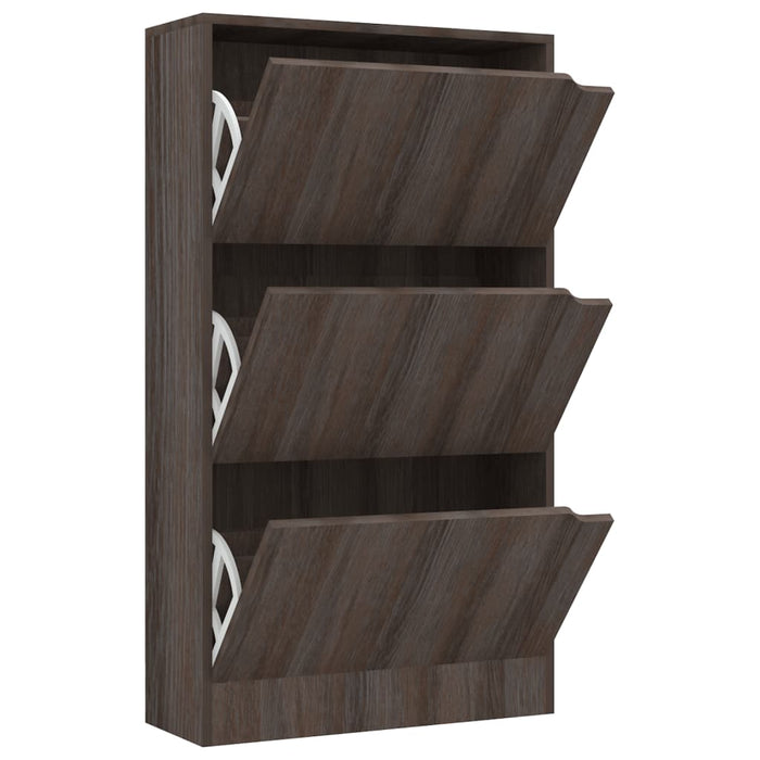 VXL Shoe cabinet 3 doors gray oak chipboard 59x24x105 cm