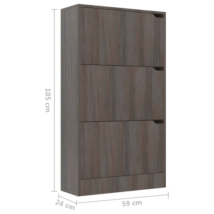 VXL Shoe cabinet 3 doors gray oak chipboard 59x24x105 cm