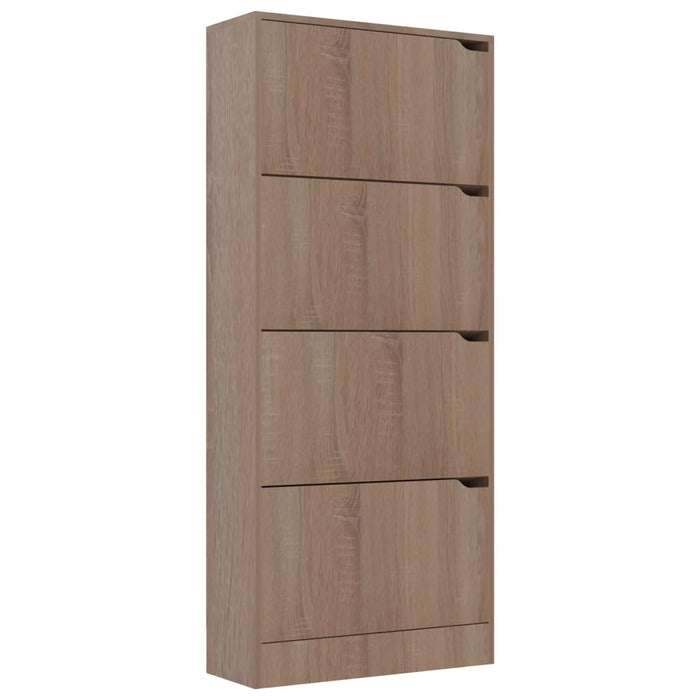 VXL Shoe cabinet 4 doors oak-colored chipboard 59x24x136 cm