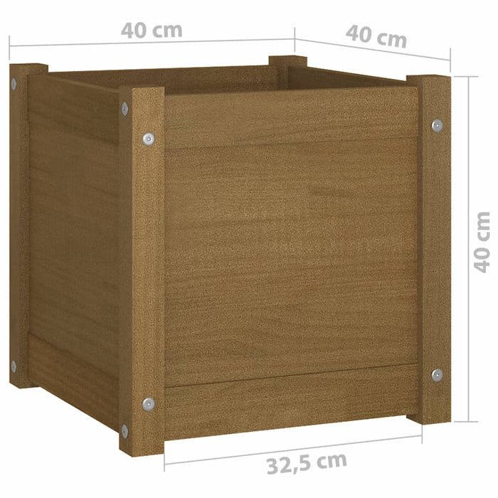 VXL Jardineras 2 uds madera maciza de pino marrón miel 40x40x40 cm
