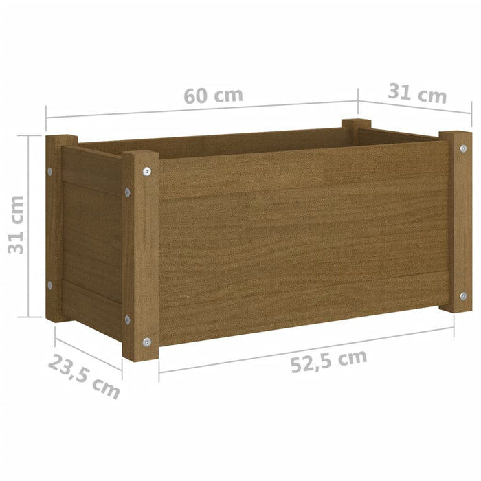 VXL Jardineras 2 uds madera maciza de pino marrón miel 60x31x31 cm