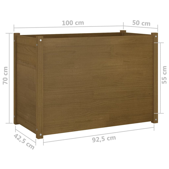 VXL Jardinera de madera maciza de pino marrón 100x50x70 cm