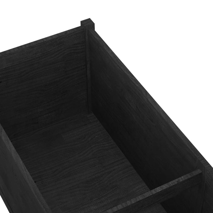 VXL Solid Black Pine Wood Planter 150x50x50 cm