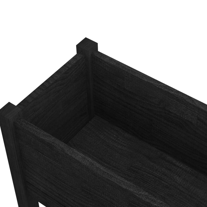 VXL Solid Black Pine Wood Planter 70x31x70 cm