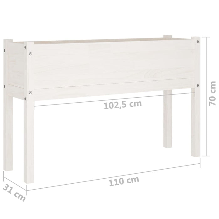 VXL Jardinera de madera maciza de pino blanca 110x31x70 cm