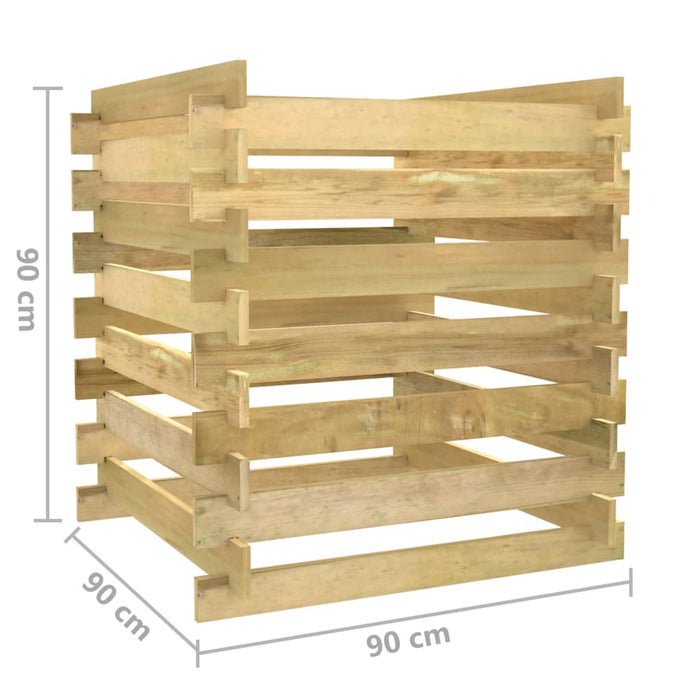 VXL Compostador de listones madera pino impregnada 90x90x90 cm