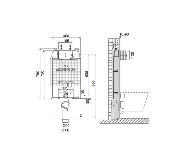 OLI 878929 OLI74 PLUS Simflex Double Entry Mechanical Cistern
