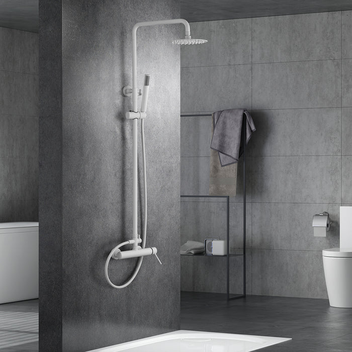 IMEX BDYS045/BL MILOS STICK Matte White Single Handle Shower Set
