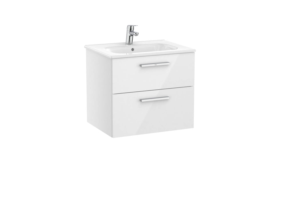 ROCA VICTORIA UNIK Furniture + Suspended Sink 2 Drawers Glossy White