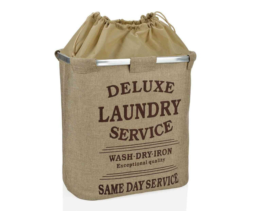 ANDREA HOUSE BA67048 Vintage Style Brown Fabric Laundry Basket