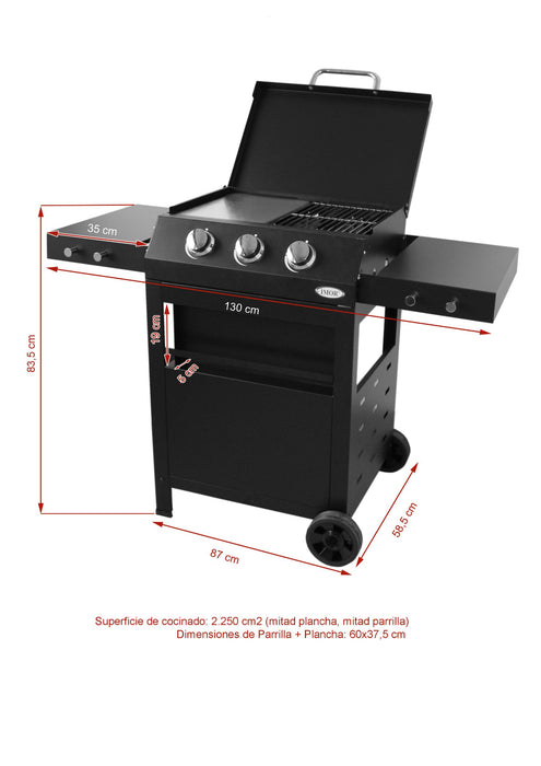 IMOR EST0166 BELIZE Gas Barbecue with Iron and Grill
