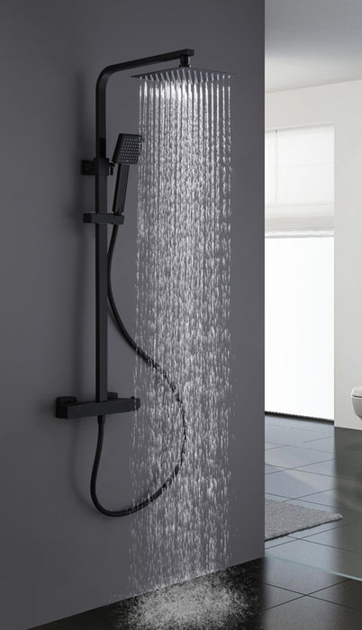 Comprar Conjunto de barra ducha termostática cuadrada acero inoxidable  online