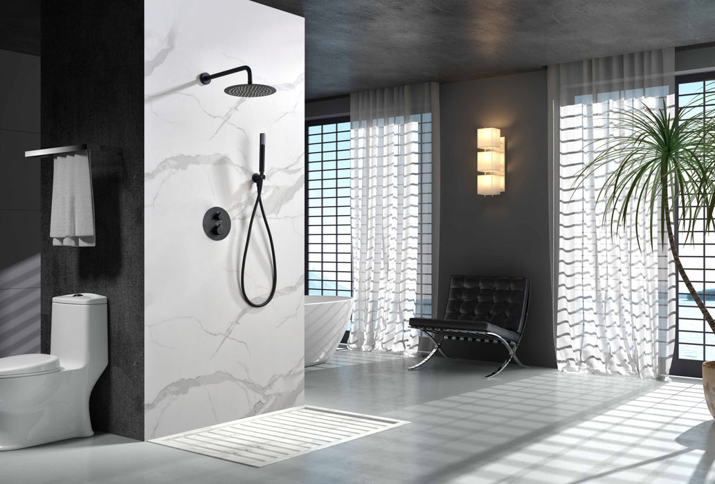 IMEX GTM039/NG MONZA Matte Black Built-in Thermostatic Shower Tap Set