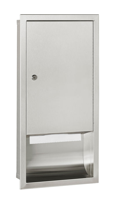 MEDICLINICS DTE0040CS Satin Stainless Steel Hand Paper Dispenser for Recessed Wall