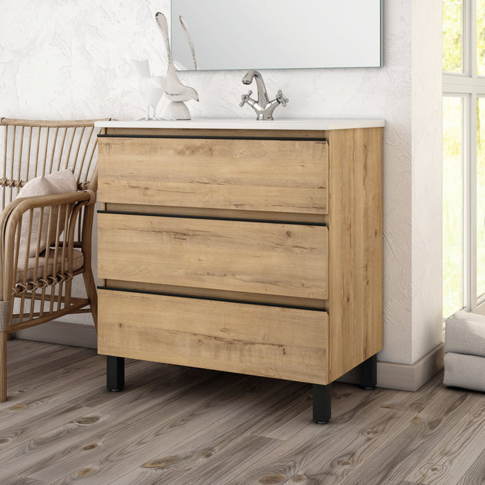 BATHME MADISON TOP Sink Cabinet 3 Drawers Colour Ostippo Oak