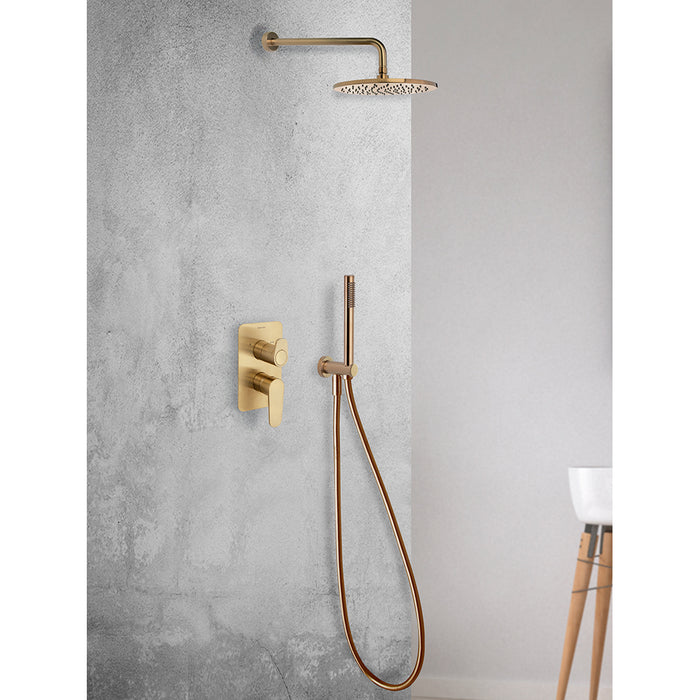 RAMON SOLER K3615021OC ALEXIA 2-Way Recessed Single-Lever Kit with Hand Shower Spray Holder Brushed Gold Color