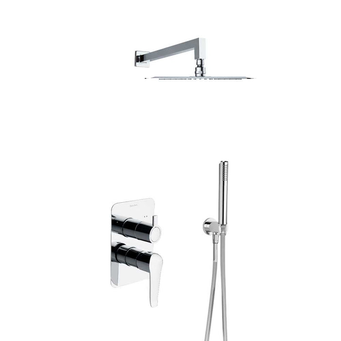RAMON SOLER K6415022 YPSILON PLUS 2-Way Built-In Shower Mixer Tap with Equipment and Square Chrome Sprayer