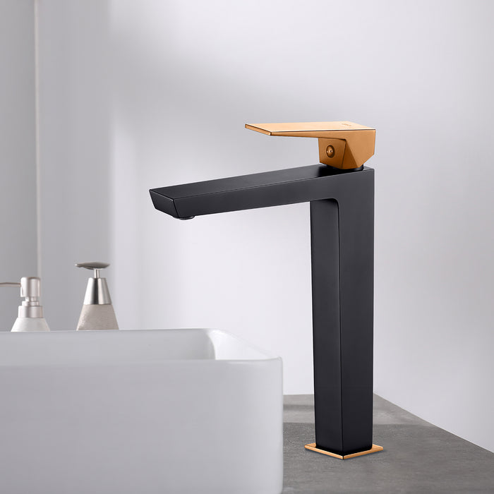 SKY BATH CDI005-3NGR INFINITE Single-lever Tall Basin Matte Black and Rose Gold