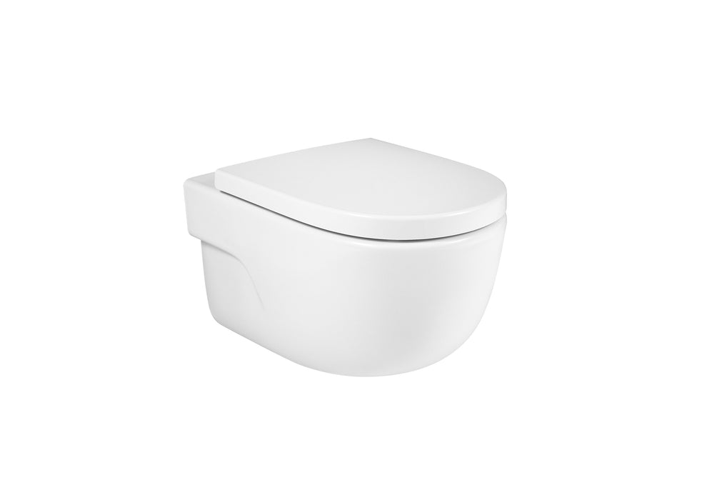 ROCA PACK MERIDIAN+DUPLO Rimless Wall-Mounted Toilet White Push Button