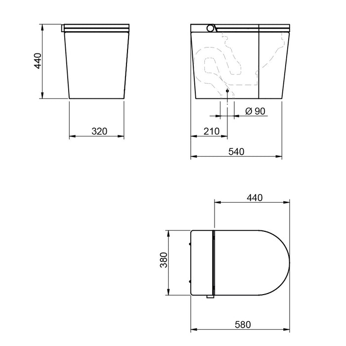 MIZUBATH HNMRADA0010022 RADA Rimless Smart Toilet with Integrated Cistern Electronic Display White