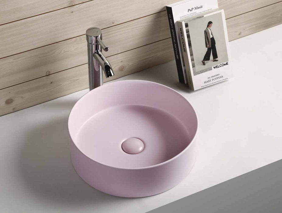 MOSAVIT NAYA Pink Satin Ceramic Countertop Washbasin