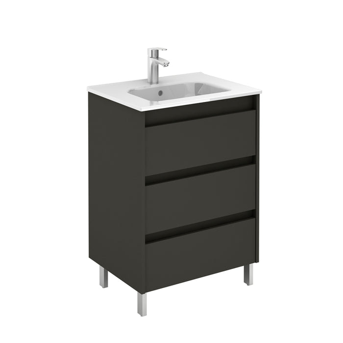 ROYO SANSA Furniture+Sink 3 Drawers Anthracite Gloss