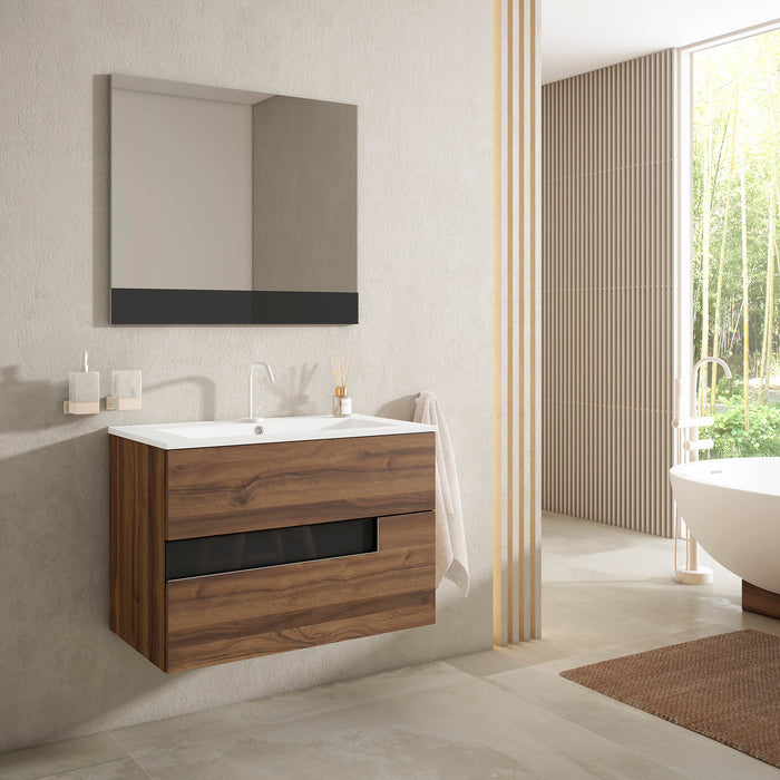 VISOBATH VISION Complete Bathroom Furniture Set with 2 Drawers Color Valenti Black
