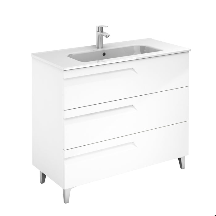 ROYO VITALE Bathroom Furniture with Sink 3 Drawers Glossy White