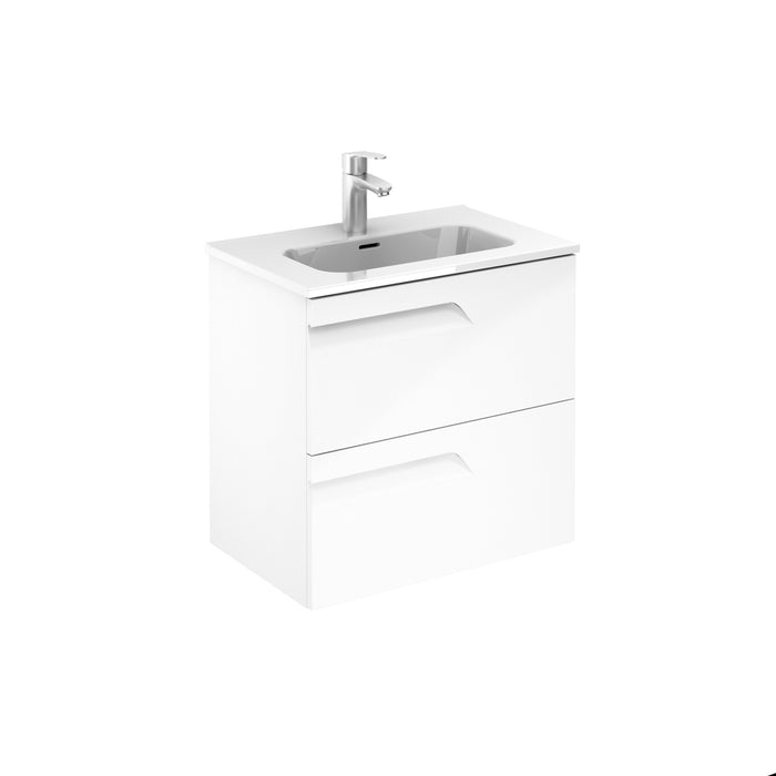 ROYO VITALE Bathroom Cabinet with Reduced Depth Sink 2 Drawers Gloss White