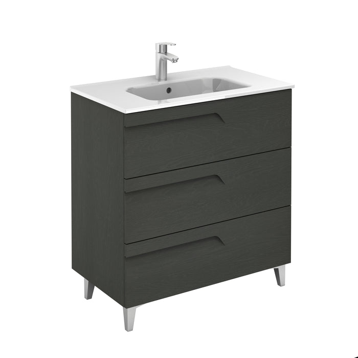 ROYO VITALE Bathroom Furniture with Sink 3 Drawers Gray Nature