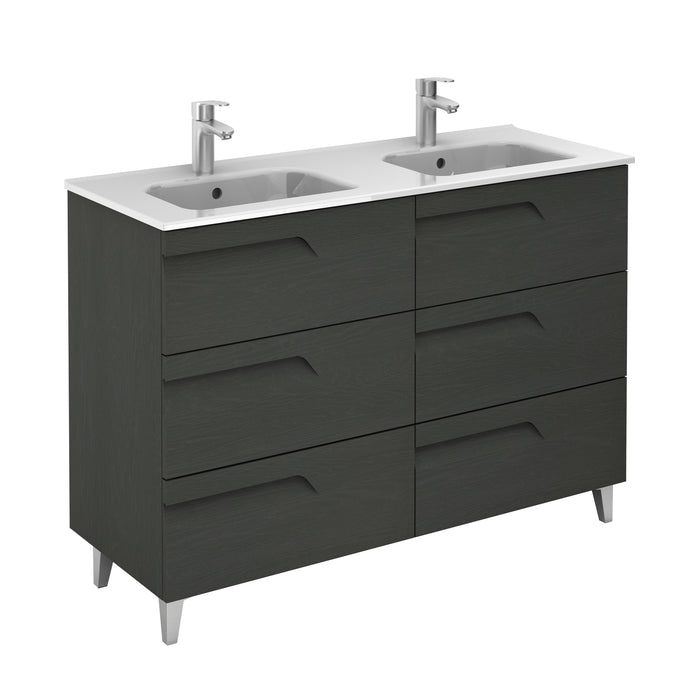 ROYO C0072429 VITALE Bathroom Furniture with Sink 120 cm 6 Drawers Nature Gray