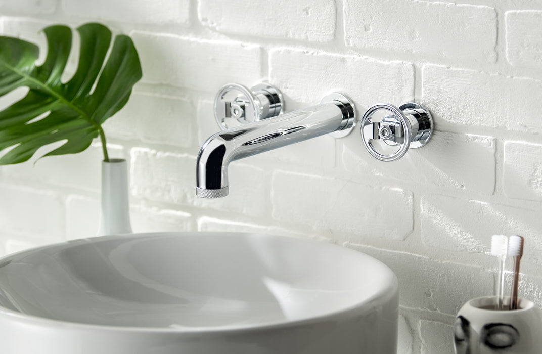 GALINDO 7965600 STREM Round Two-Handle Push-Button Wall-Mounted Basin Tap