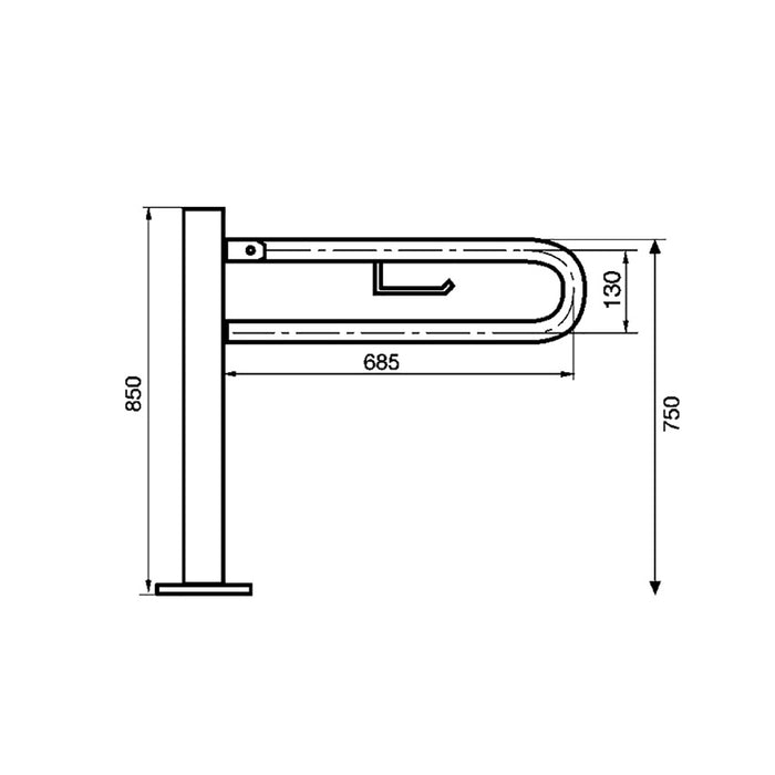 PRESTO 78175PR EQUIP Folding Support Bar Floor Polished Stainless Steel