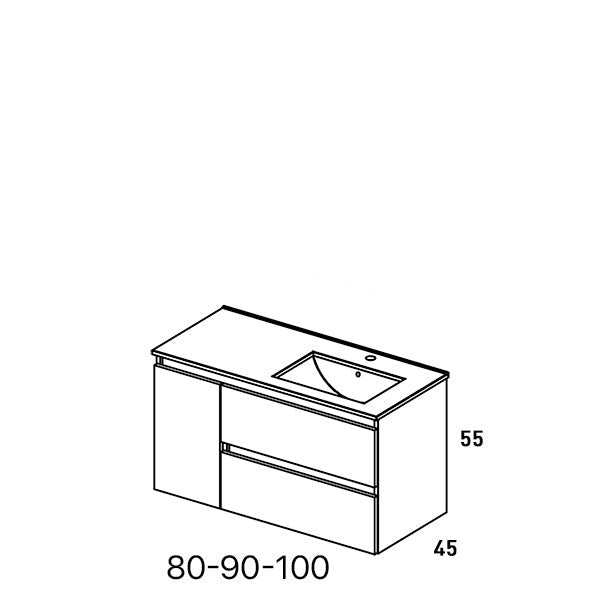 VISOBATH BOX Mueble+Lavabo Derecha 2C+1P Suspendido Valenti