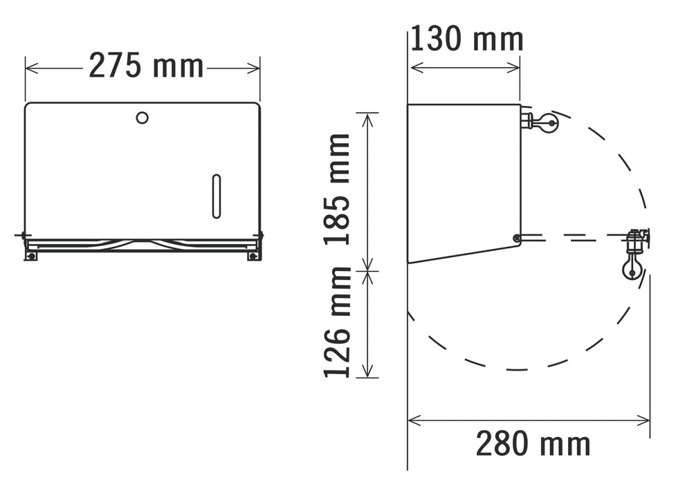 MEDICLINICS DT0600 Dispensador de Papel de Toalla Plegada Manual de Aluminio Anodizado Satinado para Adosar en la Pared