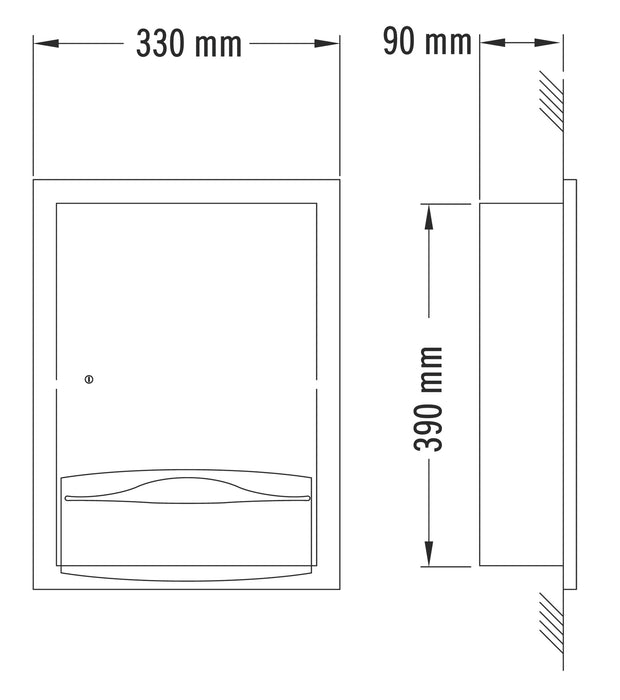 MEDICLINICS DTE0020CS Paper Towel Dispenser C/Z AISI 304 Satin for Recessed Wall