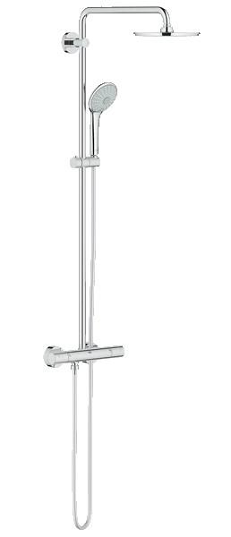 Columna de ducha SIN GRIFERÍA extensible de 80 a 120 cm. Se conecta a  grifos de ducha estandar. Incluye desviador, 2 flexos de 60cm y 175cm