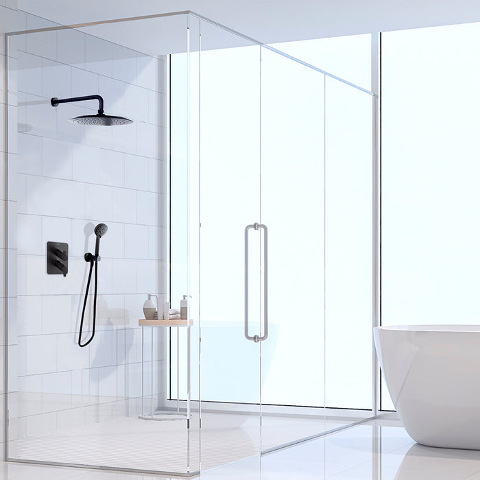 Conjunto de ducha electrónica con dos vías en acabado color cromo y negro  Smart Shower Roca