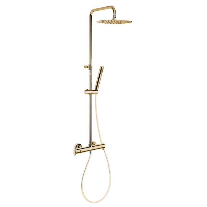 RAMON SOLER 365402RM250OC ALEXIA Large Thermostatic Shower Set With Telescopic Column Brushed Gold Color