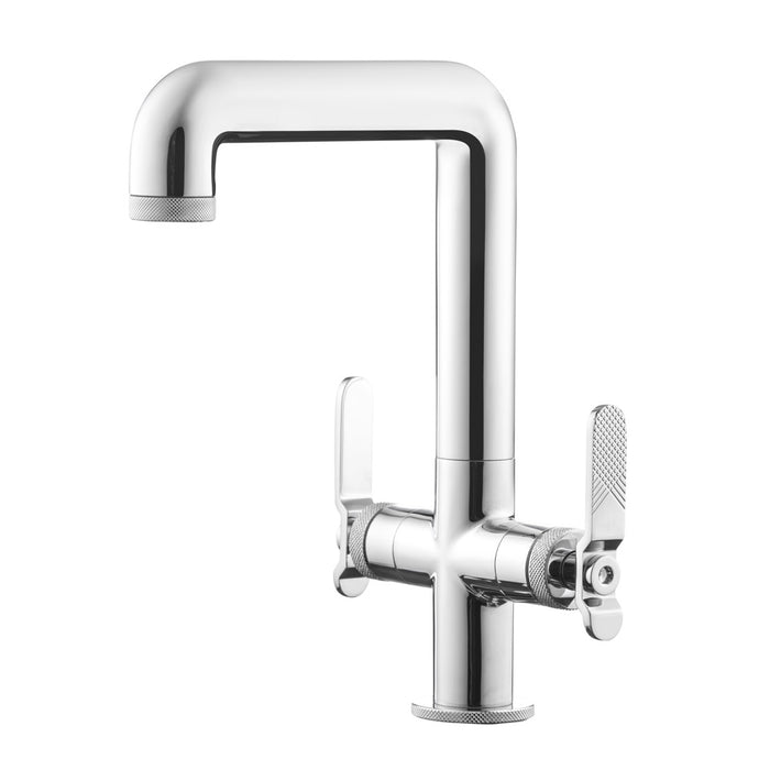 GALINDO 7974300 STREM Tall Two-Handle Lever Push-Button Basin Tap with Semi-Automatic Outlet